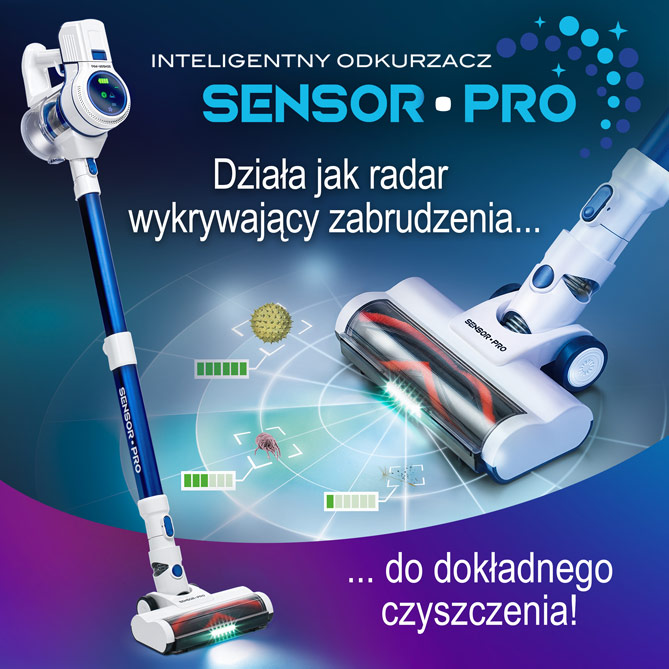 Inteligentny odkurzacz SENSOR PRO: Inteligentny czujnik automatycznie reguluje moc