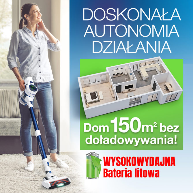 Inteligentny odkurzacz SENSOR PRO: Elastyczna głowica z oświetleniem LED